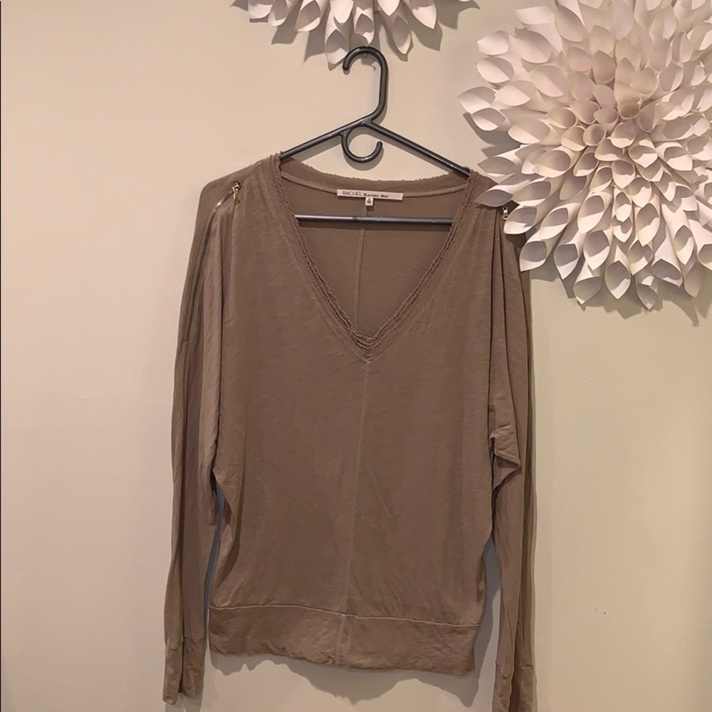 Super cute half bell sleeve tan long sleeve